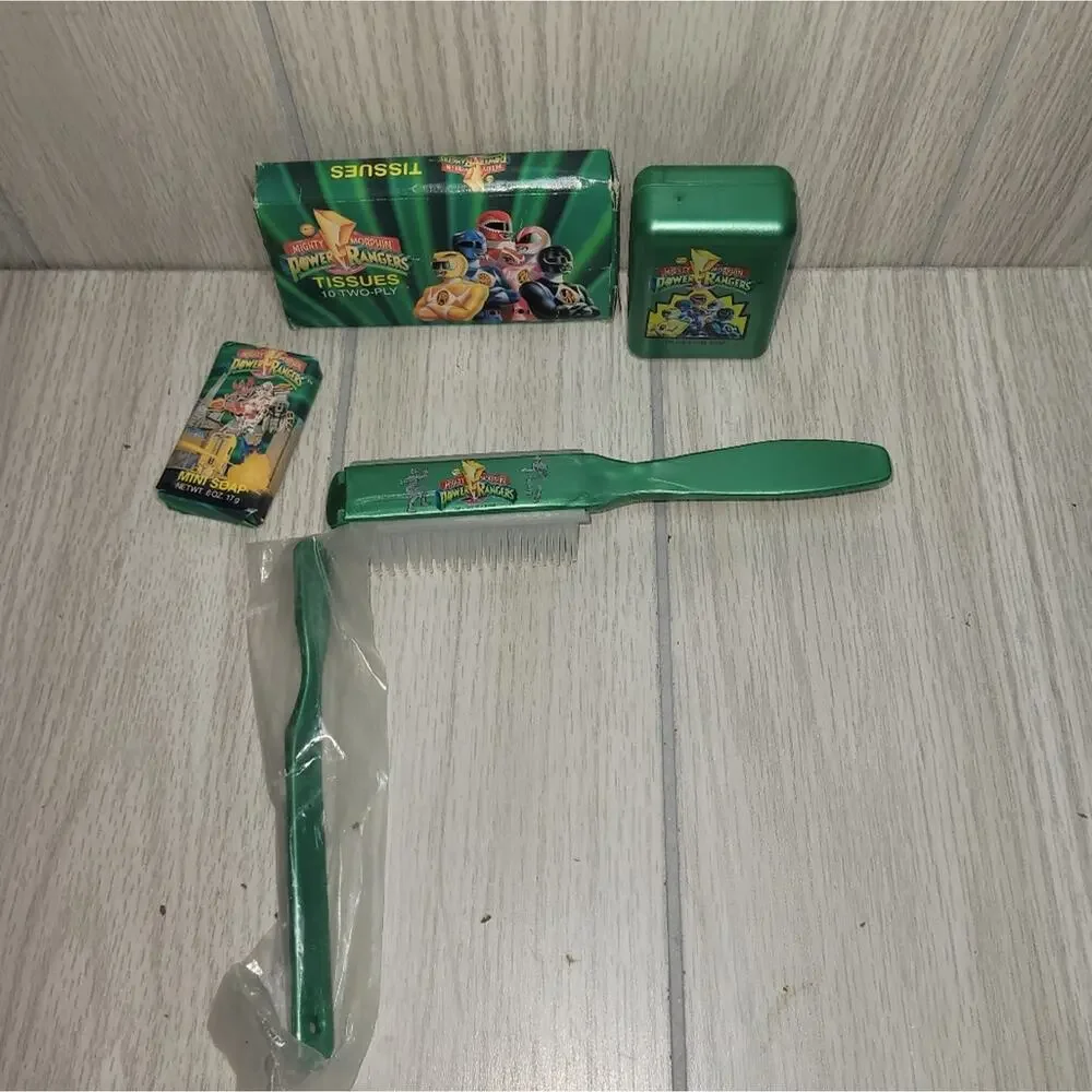 Vtg 94' Mighty Morphin Power Rangers Gift Set Kleenex Soap Brush Toothbrush